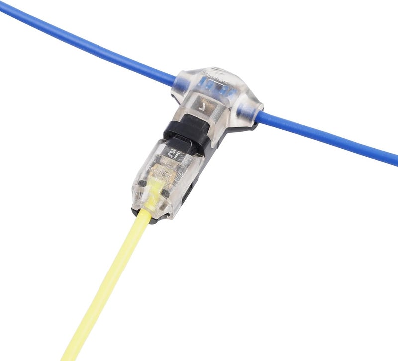 Brightfour T Tap Wire Connectors for 16-20 AWG Wires, No Wire Stripping Low Voltage Wire Splice Connectors, Solderless 3 Way 1 Pin 12 Pack - Image 1